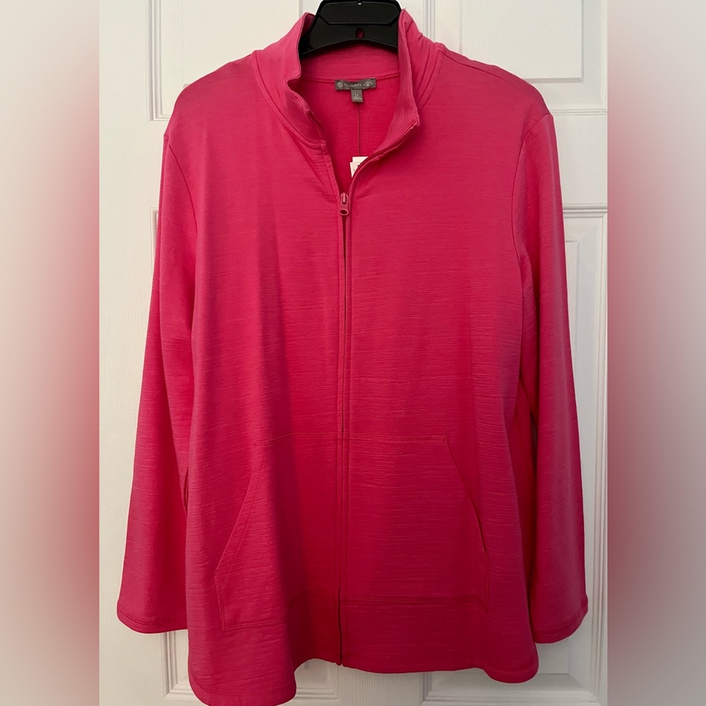 Talbots NWT pink zip-up jacket Size Petite Large